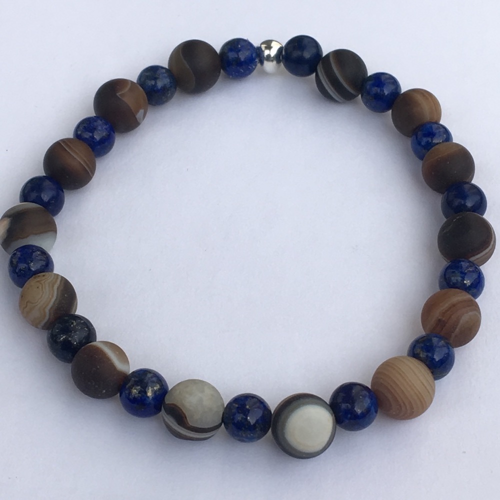 Blue Lapis Lazuli Coffee Agate Bracelet